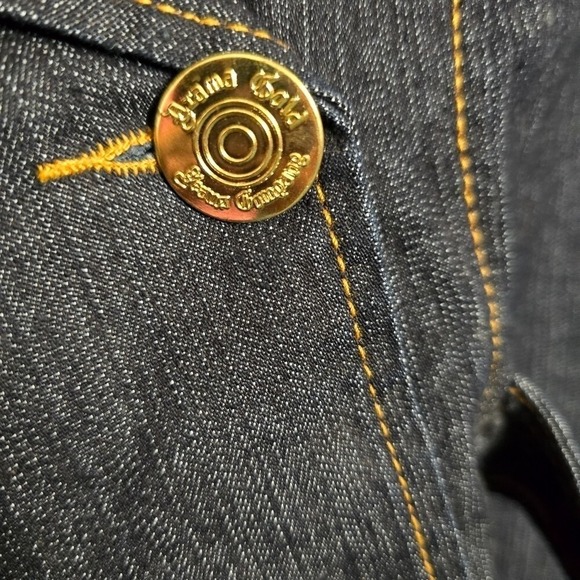 Drama Gold Womens L Jean Jacket Dark Wsh Double Breasted Large Belted Career Y2K - Picture 6 of 10